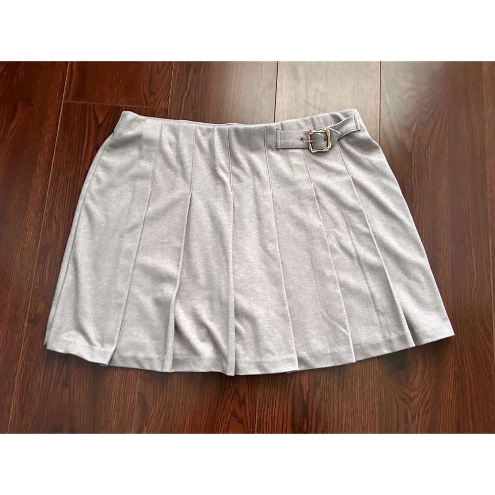 NYCC Gray Pleated Buckle Accent Skort Mini Skirt Shorts Women Large  L